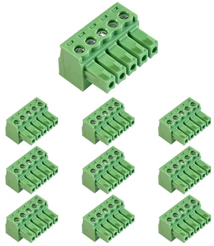 Cermant 10 pezzi 5 pin KF2EDG passo 3,81 mm Pluggable PCB angolo vite morsettiera spina connettore presa pannello montaggio fai da te