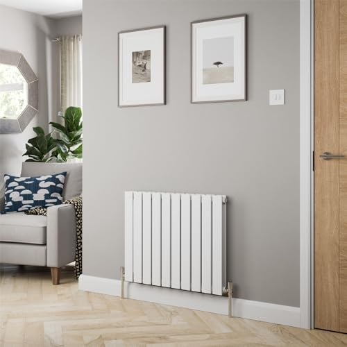 Radiant Living® 600 x 760mm White Horizontal Designer Radiator Double Column Flat Panel Modern Modern Central Heating Panels Bathroom Radiators