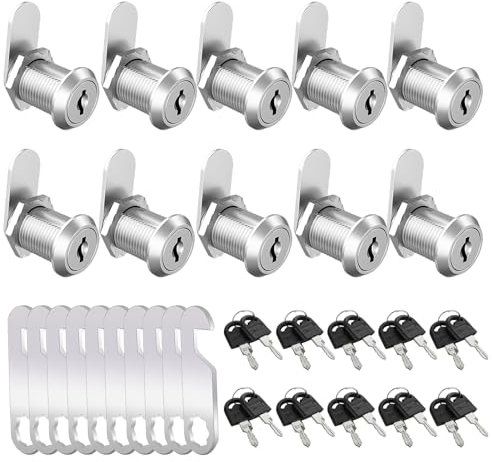 GBACHOOSE 10 Stück Briefkastenschloss 20mm, Schrankschloss mit 2 Verschiedene Schlossplatten, Möbelschloss, Schrankschloss mit Schlüssel, Briefkastenschloß für Schranktüren, Möbel, Briefkästen