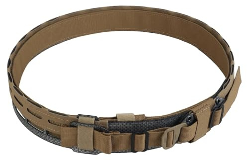 Peminkoo Ceinture Tactique Molle 2 en 1, Ceinture de Combat Militaire de Chasse légère, Boucle remplaçable, équipement de Ceinture pour Hommes de tir Airsoft (Khaki)