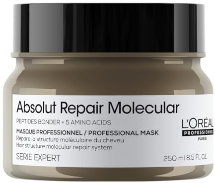 L’Oréal Professionnel Absolut Repair Molecular Hair Mask 250ml, For Extremely Damaged Hair, Rinse off hair treatment, Molecular Bond Repair, Instant smoothness & shine