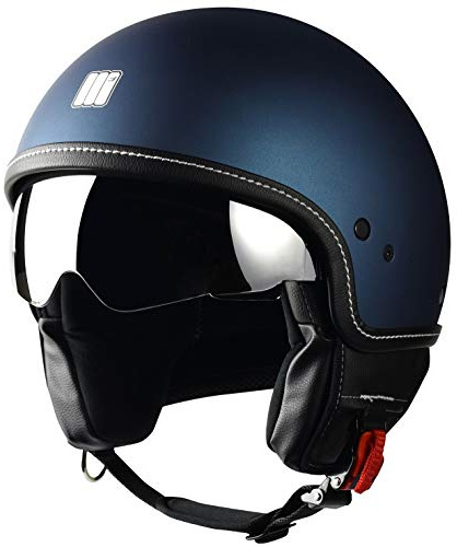 Jethelm 22.06 BEETLE BLAU MATT TG L MOTOCUBO - versenkbares verspiegeltes Visier