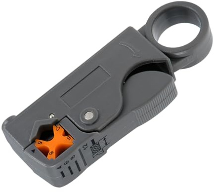 sourcing map Rotary Coax Coaxial Cable Stripper Cutter Tool for RG58/59/62/6/3C2V/4/5C Wire Stripper Network Tool SK-5 Wire Cutters Plier Wire Strippers Cutting Pliers Crimper 1, Gray