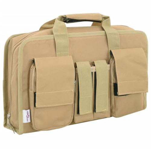 vidaXL Pistol Bag, Gun Bag for Hunting Shooting Range Sport, Carrying Bag for Pistol, Gun Case, Firearm Accessories, Khaki Oxford Fabric