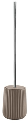 Gedy Marika Escobillero Baño Suelo ø10,2x42cm Cerámica Mango Cromo Cerdas Nylon Acabado Tortora, Escobilla WC Moderna