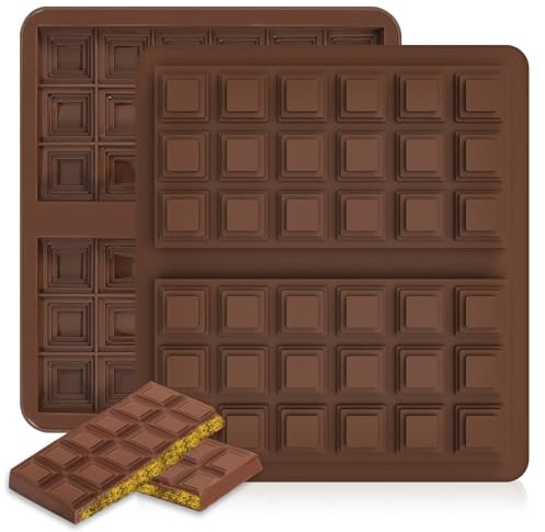 ZUGHXMS Moule a Tablette de Chocolats Dubai Silicone,2 Pièces Moule Barre Pepites De Chocolat Forme Carrée Grand Démoulage Facile Pour Protéiné Dragées Céréales
