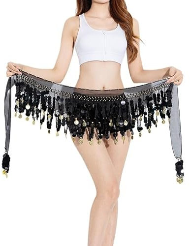 Bauchtanz HüFttuch Bauchtanz-Hüfttuch for Damen und Herren, 2-reihiger Gürtelrock mit goldenen Münzen for den Bauchtanz, Taillenkette, Wickeltuch, Tanzbekleidung for Erwachsene Bauchtanz KostüM Damen(