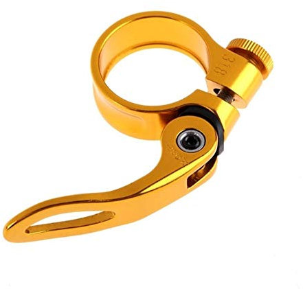 Janmobrian Sattelklemme,Sattelkloben 2 Stück Aluminium-Legierung Sattleklemme Schnell 31.8mm MTB-Fahrrad-Sattel Sattelklemme Schnellspanner Fahrrad Ersatzteile(Gold)