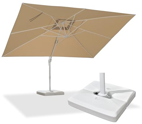 PURPLE LEAF Ampelschirm mit Ständer 300 x 400 cm Groß 360° Drehbar, Beige