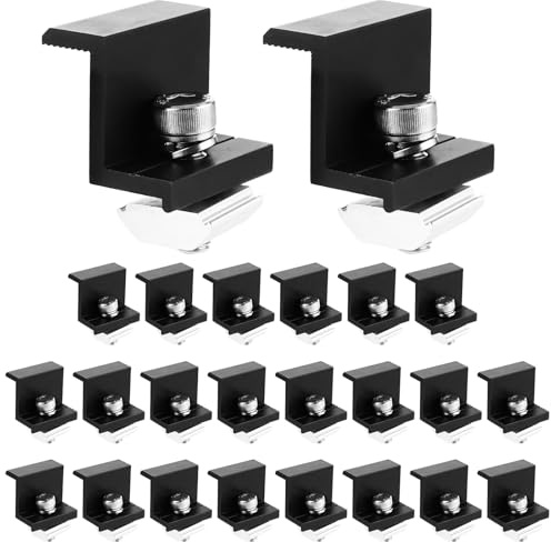 ZOFUN 24 Stück Solarmodul Halterung Endklemme kit 30mm Schwarz - Solarpanel Halterung, luminiumlegierung Solarmodul Halterung Mit Muttern und Schrauben für Photovoltaik Montageschiene Befestigung