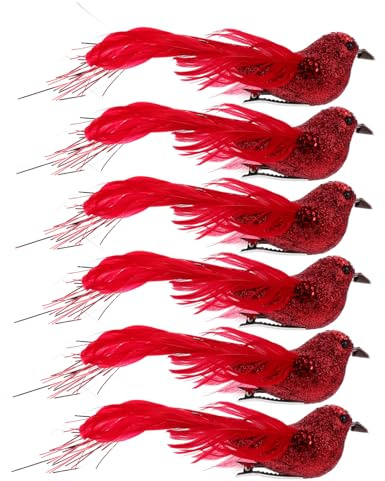 ULTECHNOVO 6stücke Weihnachtsbaumschmuck Vögel Dekoornamente Aus Hochwertigem Material Realistische Vogelmodelle Mit Farblich Zufälligem Schwanz Für Christbaum Garten-Dekoration