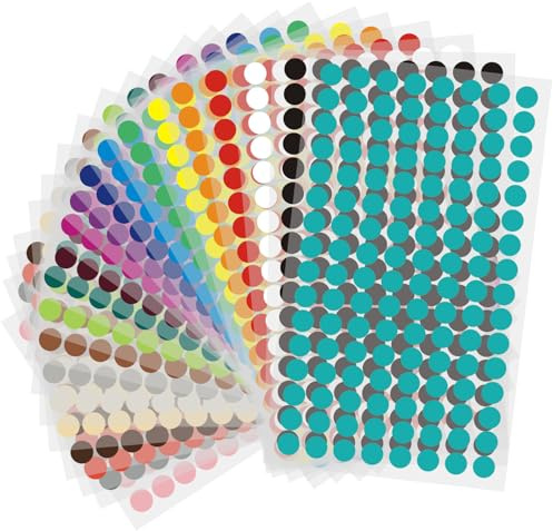 2816pcs Farbige Punkte,15 mm Runde Punkt-Aufkleber, Farbkodierung-Aufkleber, Kleine Runde Dot, Farbcodierung Etiketten für Home Office Supplies 22 Farben (15mm)