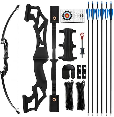 SERfawnCH 30lbs Recurvebogen-Set mit Nylon-Griff und Übungspfeilen für Outdoor-Bogenschießen & Zielübungen
