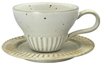 Ensemble tasse et soucoupe en céramique vintage fabriqué à la main – Tasses à café et à thé Wabi-Sabi uniques | Passe au micro-ondes et au lave-vaisselle | Antidérapant, résistant aux éclats | Cadeaux