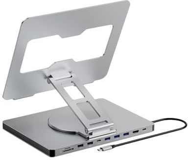sodeber 10 In 1 Laptop Docking Station With 360 Degree Rotating Base Stand For Efficient Office Use And Device