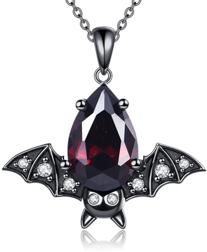 URONE fladdermus halsband 925 sterlingsilver gotiskt fladdermus hänge kedja halloween smycken gåvor för kvinnor