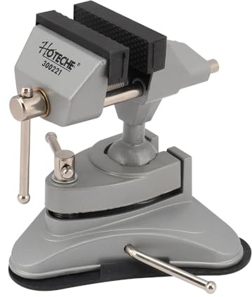 Hoteche 70MM Saugfuß-Schraubstock | 360° Drehbar, Aluminium-Körper, Starksaugender Gummi-Sauger, Farbschachtel