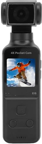 ASHATA 4K Portable Camera, Vlog POV Camera WithExternal Microphone and 1.33 Inch HD Display, 270 Degree Rotatable Lens, 3 Axis Electronic Stabilization, for Travel Outdoor