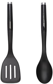 KitchenAid KQG360OHDRA Lot de 2 ustensiles avec spatule ajourée et cuillère Rose séchée Nylon