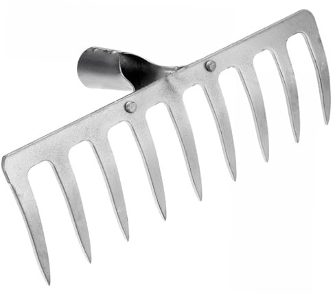 ibasenice Rastrillo de Tierra Agrícola de Dientes Rastrillo para Jardinería de Metal Herramienta para Aflojar la Tierra el Jardín para Césped