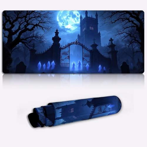moonlit gothic cemetery Gaming Mouse Pad Non-Slip Rubber Base Pad Office Home Novelty Printed Desk Accessory Laptop Desktop Printed Art Ergonomic 600 * 350 * 4mm