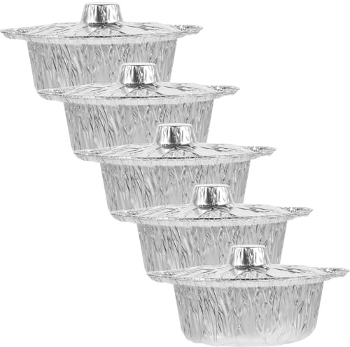 Gogogmee 5 Ensembles De Plats en Jetables avec Couvercles Bols Ronds pour Barbecue Cuisson Camping Et Pique Poêles Portables en Feuille D' Résistante