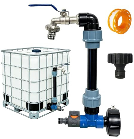 ZVD Robinet Cuve 1000l Col De Cygne 3/4,2 In 1 adaptateur Cuve 1000l,Robinet Recuperateur Eau De Pluie,Vanne Pour Reservoir Eau Exterieur,Raccord Cuve 1000 Litres Exterieur Adaptateur(#1)