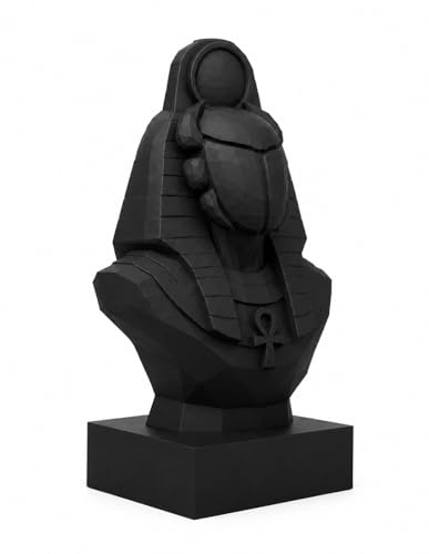 Genérico Escultura Khepri Dios Egipcio del Cambio y la renovación 25 cm – Busto Decorativo Negro Mate Low Poly | Figura Jepri/Kephri de Mitología Egipcia | Decoración Escritorio, Salón, Oficina
