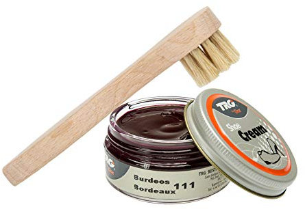 Schuhbedarf TRG Schuhcreme mit Auftragsbürste Schuhpflege Schuhputzset (bordeaux 111)