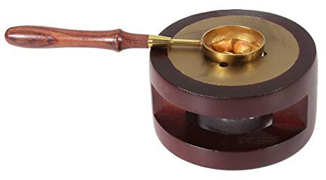 Yoption Rose Wood Wax Seal Warmer with Melting Spoon Kit, Wax Sticks, Beads, Furnace Tool Stove Pot (#1)