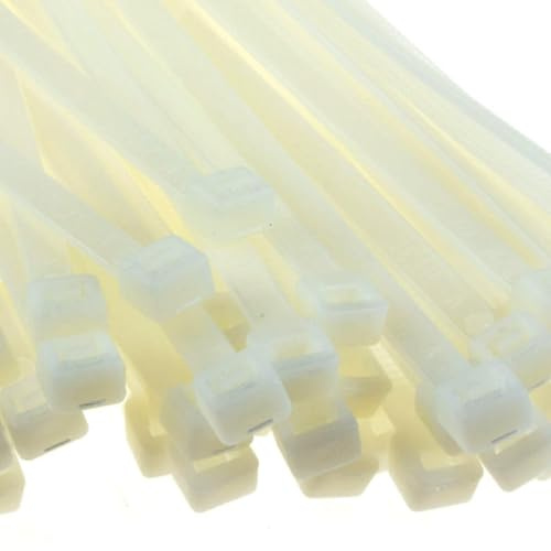 enTie Nature Blanc câble Attaches Serre-câble/Collier de serrage 4,8 mm x 400mm Nylon 66 UL certifié [100 paquet de] [400mm x 4,8mm]