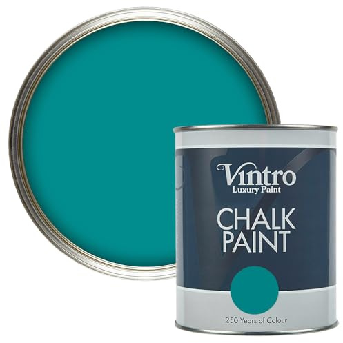 Vintro | Teal Chalk Paint | Furniture Paint | Shabby Chic | Upcycle | Decorate | Ultra Matt Finish | 1 Litre (Teal)