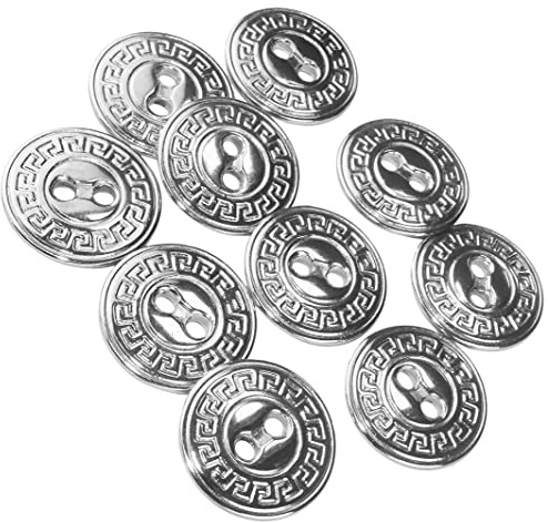 AERZETIX - C56622 - Juego de 10 Botones de coser metálicos Ø20mm con 2 agujeros - apertura 3mm - color plata - mercería costura ropa artesanía vaqueros jeans