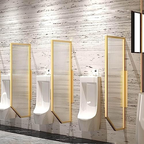Urinal-Trennwand-Schutzschirm, Wandmontage, Urinal-Sichtschutz, Toiletten-Trennwand Für Männer, Edelstahlrahmen Und Durchscheinende Raumteiler Aus Gehärtetem Glas, Für Badezimmer/Hotel (Goldschmiedee