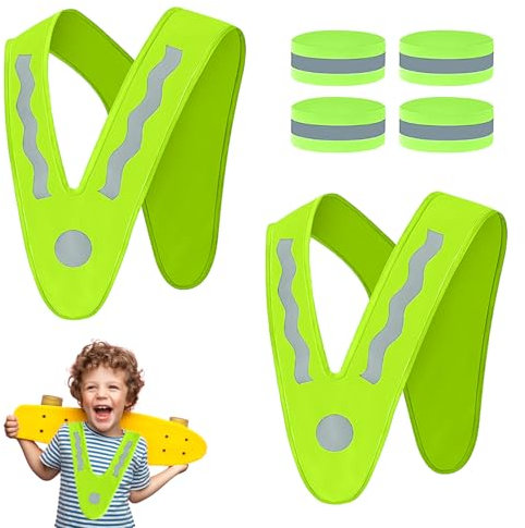 Yistoi 2 Pieces Gilet RéFléchissant Enfant, Gilet Reflechissant en V Enfant, Taille Universelle pour Enfants, Sûr et Léger, Hautement Réfléchissant, Protection À 360° pour Les Enfants