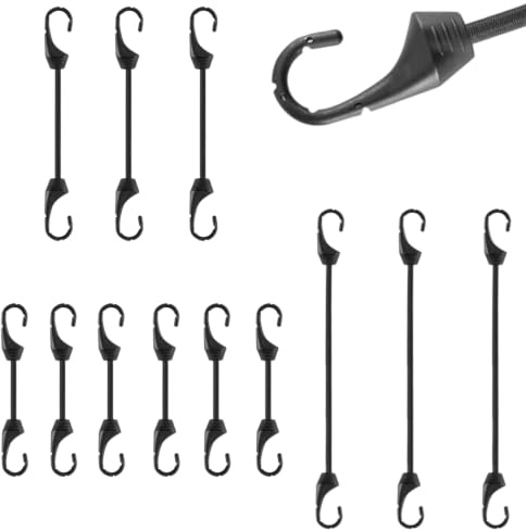 HAFRILY 12 Stück Spanngummi mit Haken 10/15/23cm Expander mit Haken,Tragbarer Gummispanner mit Haken für Multifunktionale Plane, Zelt Camping, Gepäckaufbewahrung Spanngummi Kurz Expander Schwarz