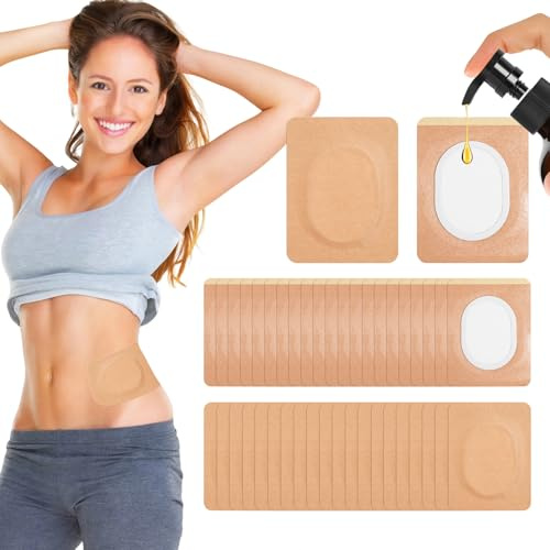 Castor Oil Patches 40-Pack Medium(4.72x 3.54), Self-Adhesive Leak-Free Design Easy to Use and Hygienic, Disposable Organic Cotton Castor Oil Pack Wrap for Stomach, Liver Detox, Belly Button Etc