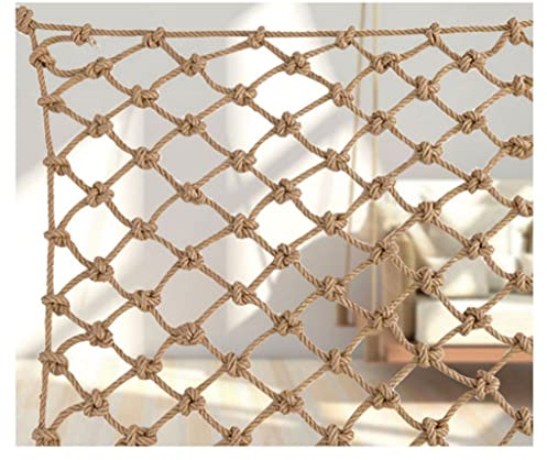 Hemp Rope Net Climbing Net Garden Tree House Handrail Fence Safety Nets For Kids Dock Guardrail Protective Decorative Netting Hemp Cargo Net Garden(4X4m(13.12X13.12ft))