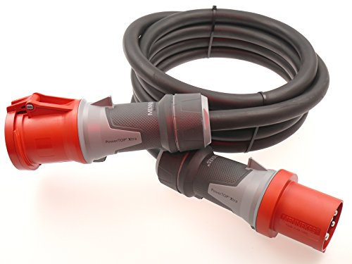 Starkstromkabel MENNEKES 63A 5m H07RN-F 5x16 Starkstrom Verlängerungskabel CEE Verlängerung 63 Ampere Kabel 5x16mm2 Baustelle Werkstatt Industrie Geeignet Outdoor IP44 Spritzwassergeschütz