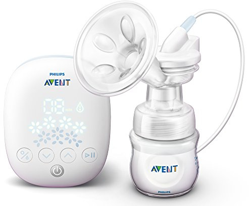 PHILIPS Avent Elektrische Einzelmilchpumpe, in Klinikqualität, Trinkrhythmus wie Ihr Baby, 125-ml-Flasche und Stilleinlagen, weiß, 5-teilig, Modell SCF395/31