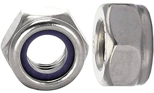 OPIOL QUALITY® Sicherungsmuttern Sechskantmuttern DIN 985 niedrige Form M10 aus Edelstahl A2 V2A (4 Stück) Selbstsichernd Polyamidklemmteil Sechskantmutter Klemmmutern Sechskant-Mutter Stopmuttern