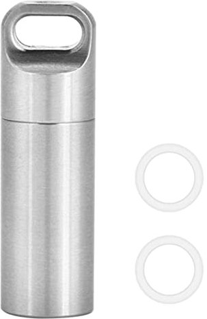 Mini Pillendose Schlüsselanhänger, Kleine Pillendose Outdoor Wasserdicht dose Edelstahl Mini Wasserdichte Kapsel Pillenbox Pillendose für Outdoor Camping Wandern Klettern Schlüsselanhänger, M(M)
