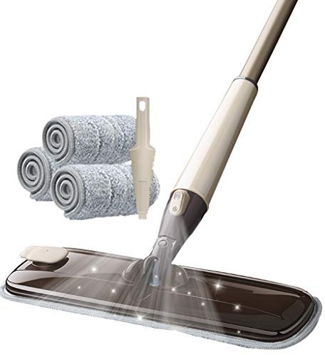QMMD Cleaning Fregona de Piso, Reutilizable Almohadilla Microfibra Spray Mop - Rotación de 360 Grados Floor Mop - para Cocina