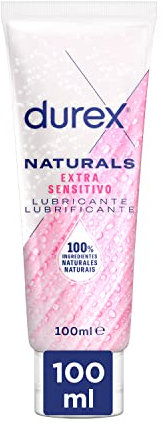Durex Naturals Extra Sensitivo Lubricante, Aloe Vera, 100 Porciento Natural Sin Fragancia, Colorantes Ni Agentes Irritantes - 100 ml (Paquete de 1)