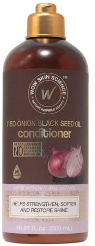 WOW Skin Science Rote Zwiebel Schwarzkümmelöl Haarspülung 500ml (Braun, 16,90 fl oz (Packung mit 1))
