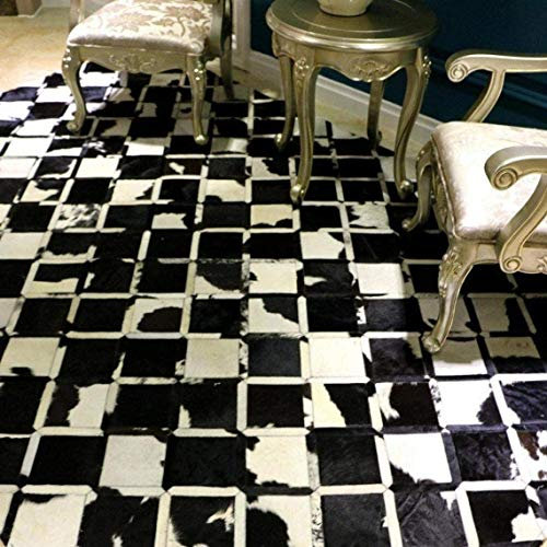 Vip Leather Nueva Alfombra de Piel de Vaca Patchwork. Diseno Exclusivo. Cod Mart CMB120 (90 x 120 cm)