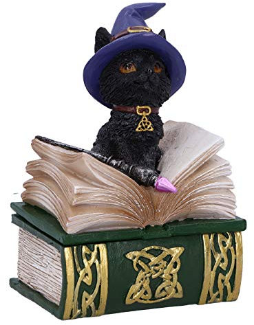 Nemesis Now Binx Boîte à Figurines Chat Noir et Livre de Sorts Petite sorcière Vert 11 cm