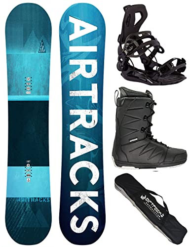 AIRTRACKS Snowboard Set Board Blue Drifter Wide Hybrid Rocker 155 + Snowboard Bindung Master + Boots Star Black 41 + Sb Bag