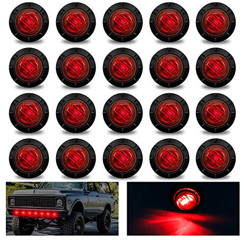 Biqing 20X Feux de Gabarit LED Feux Latéraux Eclairage,LED Côté Marqueur Feux Indicateurs De Position Rouge 12V/24V Étanche de côté pour Camion Remorque Camion Bus Bateau