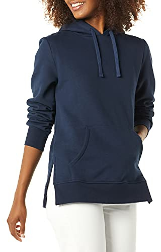 Amazon Essentials Dam fransk frotté tunika med huva, marinblå, Large